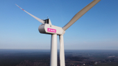Piotrków Wind Farm with the first turbine